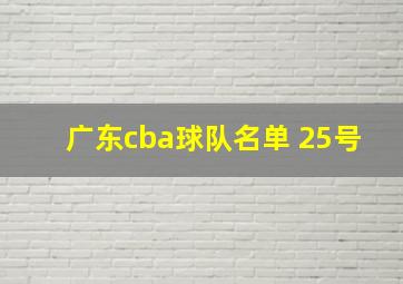 广东cba球队名单 25号